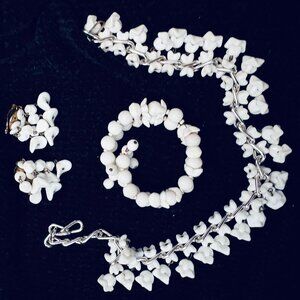 Vintage Milk Glass Jewelry Set